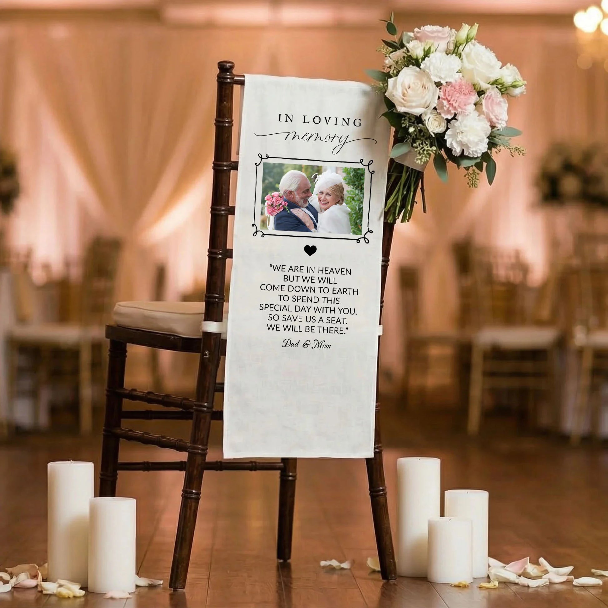 In Loving Memory Photo Wedding Chair Sign Personalized Memorial Seat Sign With Picture, gentle memorial keepsake (view 9)