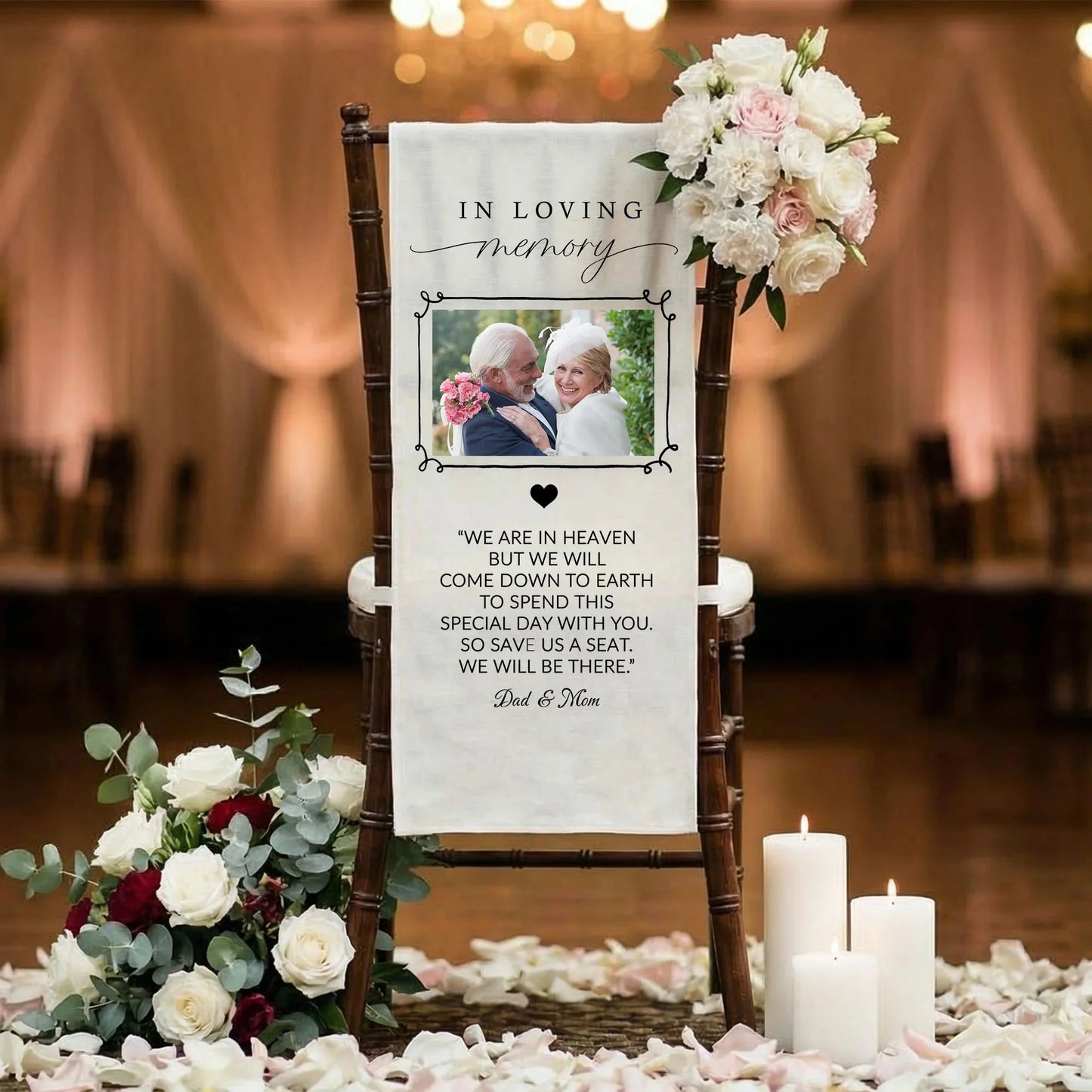 In Loving Memory Photo Wedding Chair Sign Personalized Memorial Seat Sign With Picture, gentle memorial keepsake (view 10)