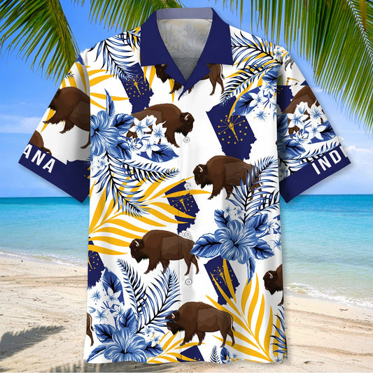 Indiana State Hawaiian Shirt - S - hawaiian shirt