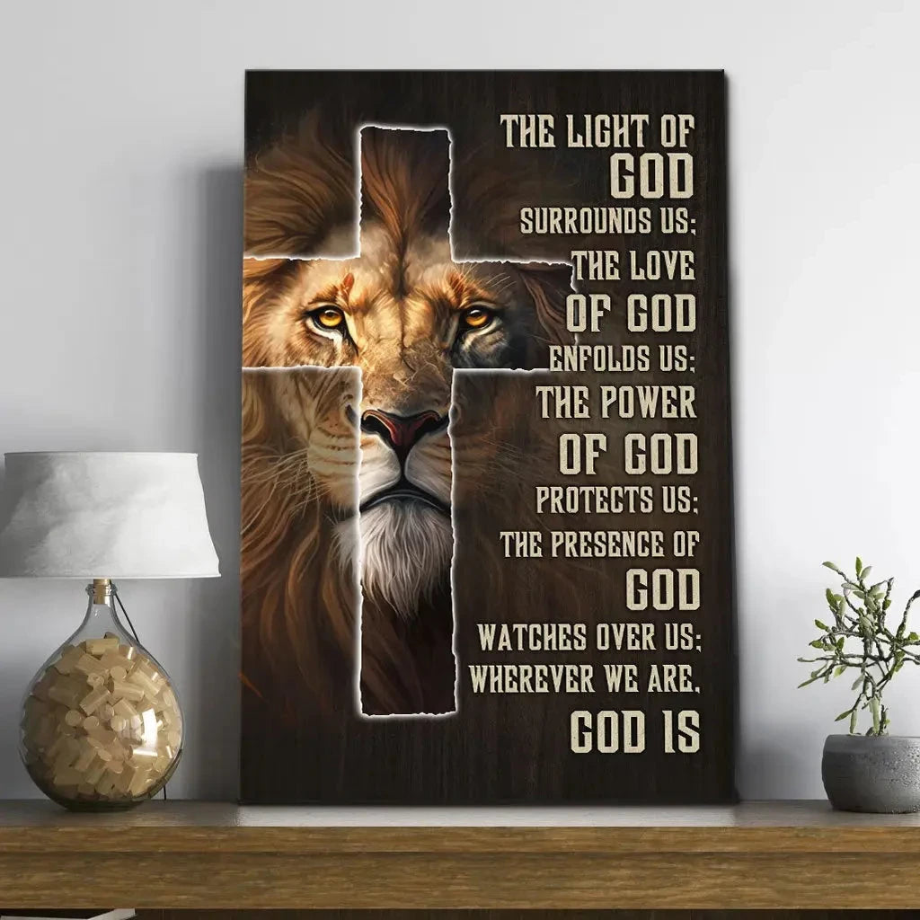 prayer for protection canvas lion of judah christian wall art (view 4)