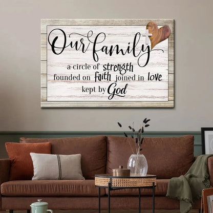 our family a circle of strength christian family wall art canvas (Landscape) (view 3)