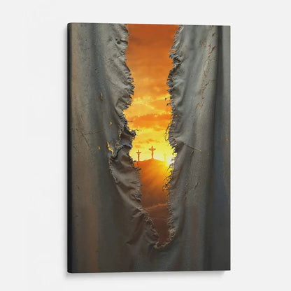 the veil was torn at jesus crucifixion christian wall art canvas (Landscape) (view 6)