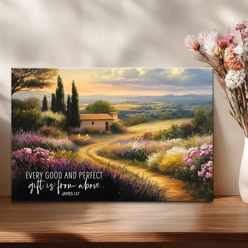 every good and perfect gift is from above christian wall art canvas (Landscape) (view 6)