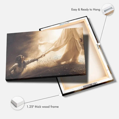 woman touches the hem of jesus garment christian wall art canvas (Landscape) (view 4)