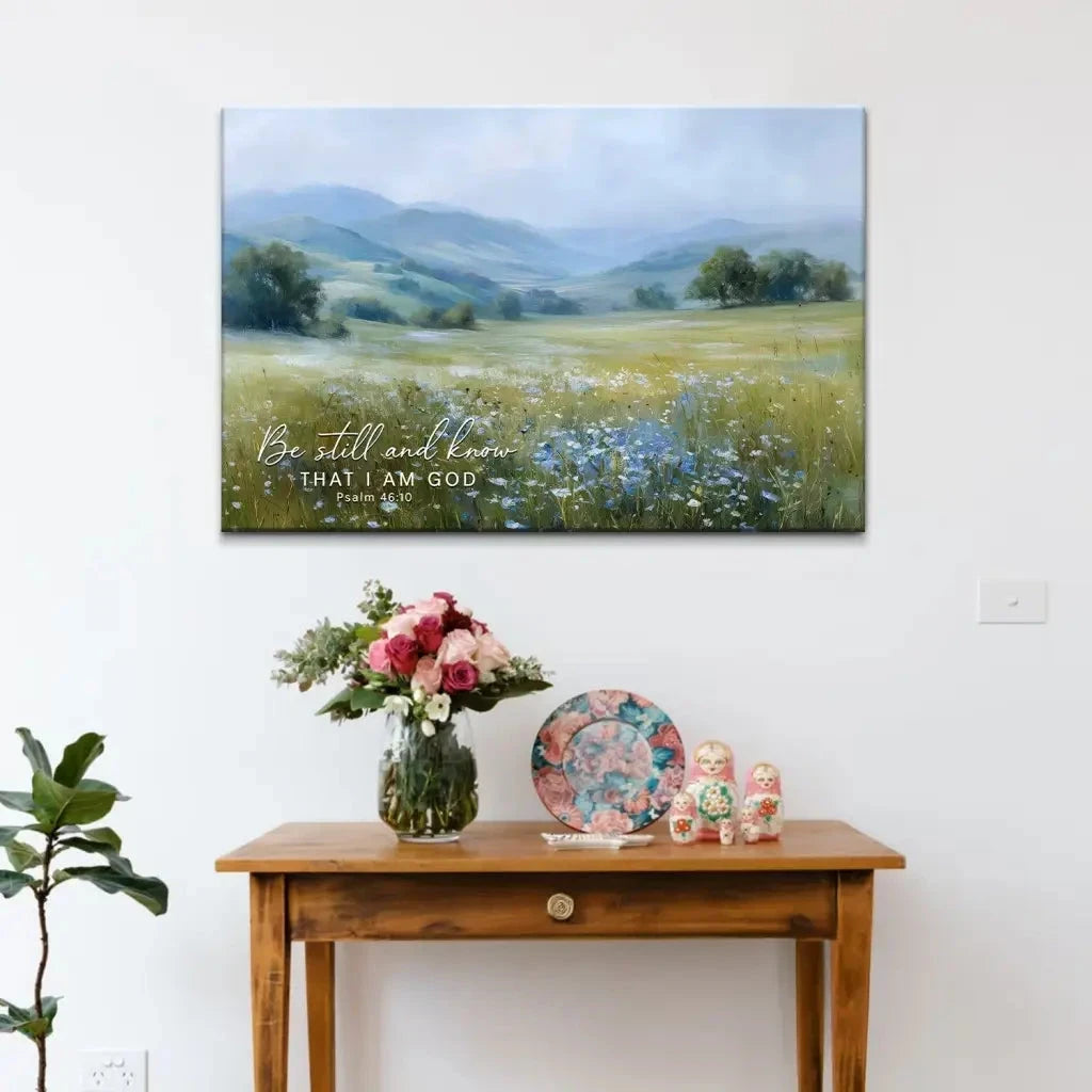 be still and know that i am god psalm 46 10 wall art canvas print (Landscape) (view 6)