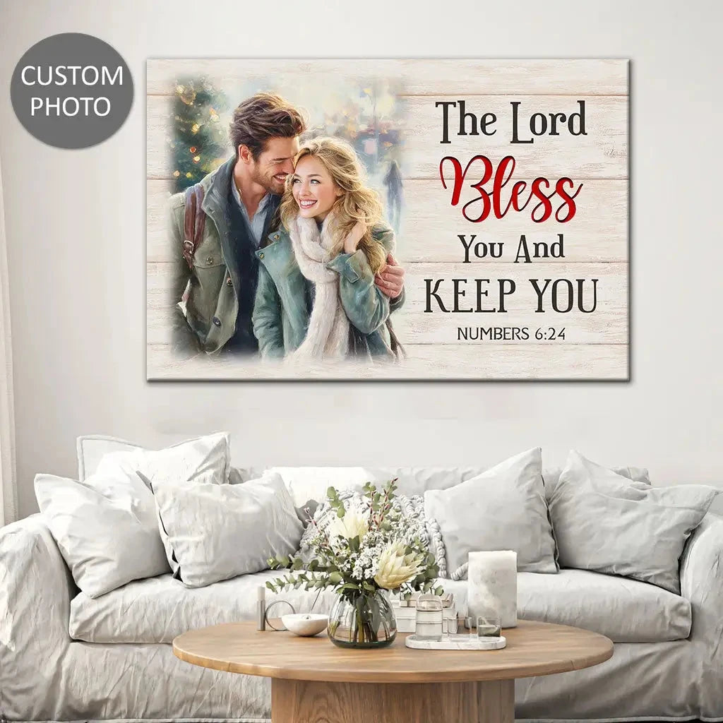 the lord bless you keep you christian wall art canvas with custom photo (Landscape) (view 5)