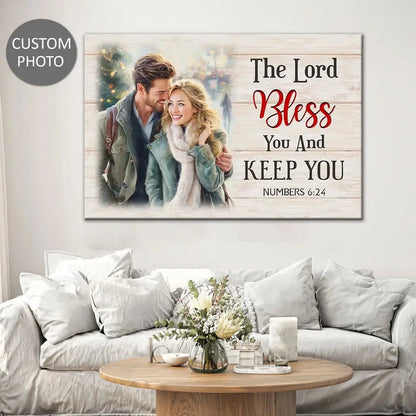 the lord bless you keep you christian wall art canvas with custom photo (Landscape) (view 5)