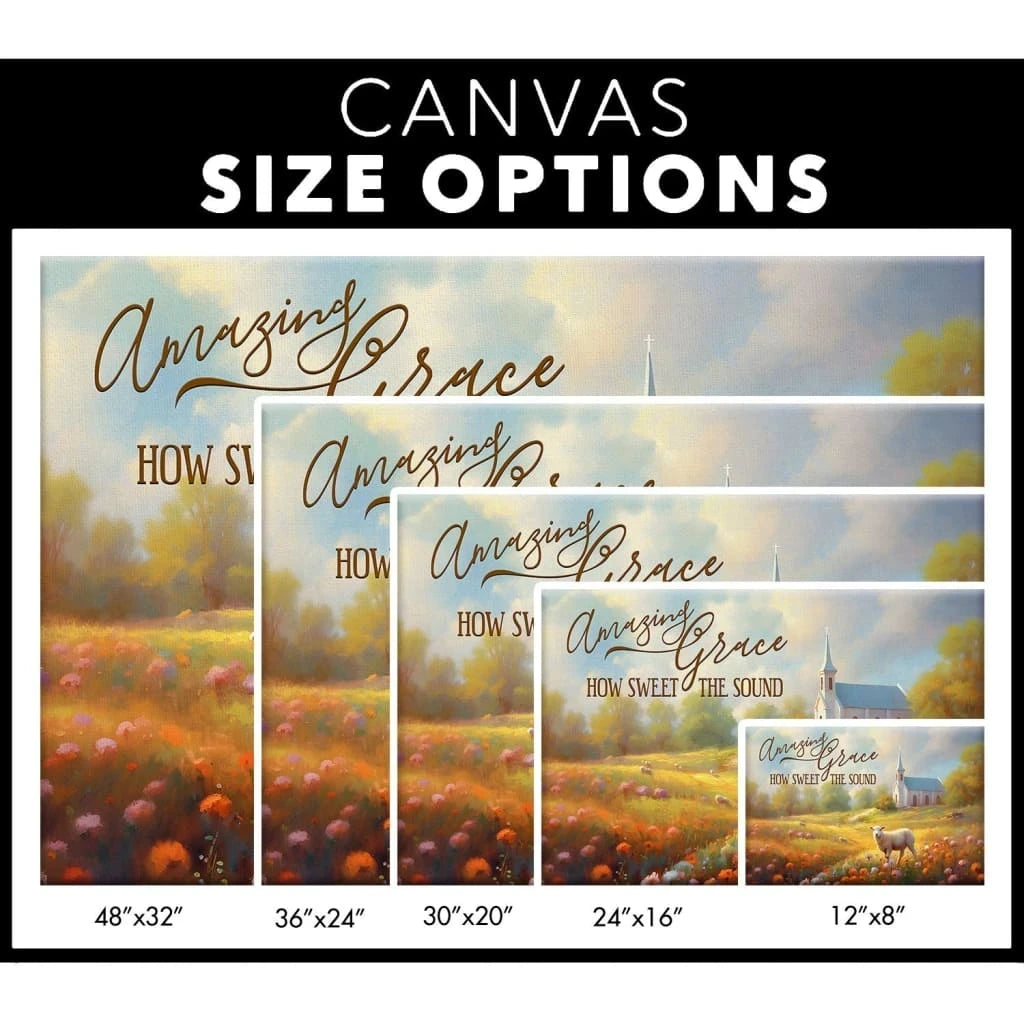 amazing grace how sweet the sound wall art church in field christian canvas art (Landscape) (view 4)