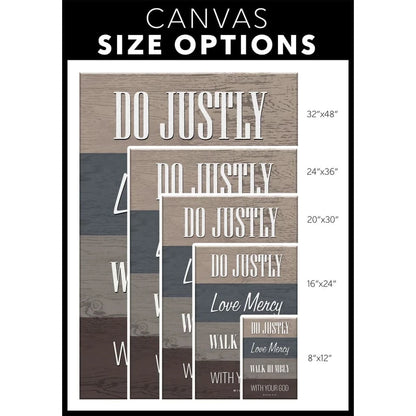 do justly love mercy walk humbly micah 6 8 bible verse wall art canvas print (Landscape) (view 3)