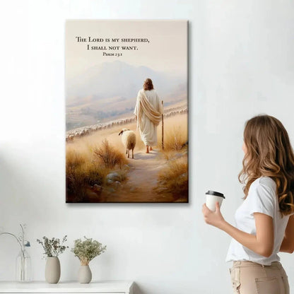 psalm 23 kjv the lord is my shepherd i shall not want wall art canvas (Landscape) (view 6)