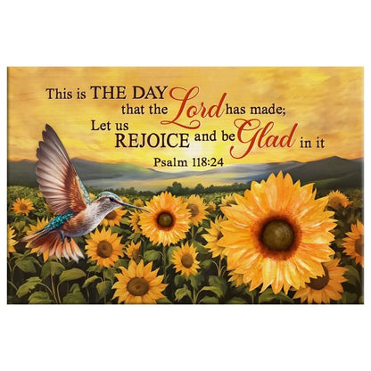 psalm 118 24 this is the day that the lord has made hummingbird sunflower wall art canvas (Landscape)