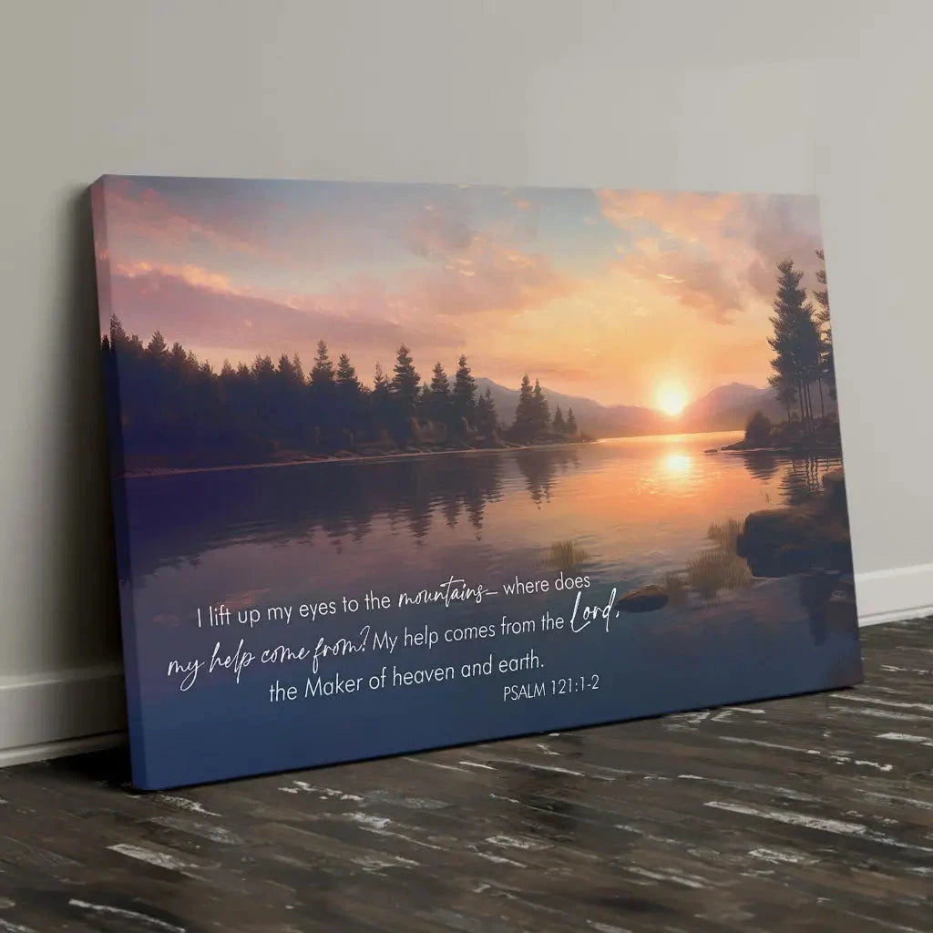 psalm 121 1 2 my help cometh from the lord wall art canvas (Landscape) (view 6)