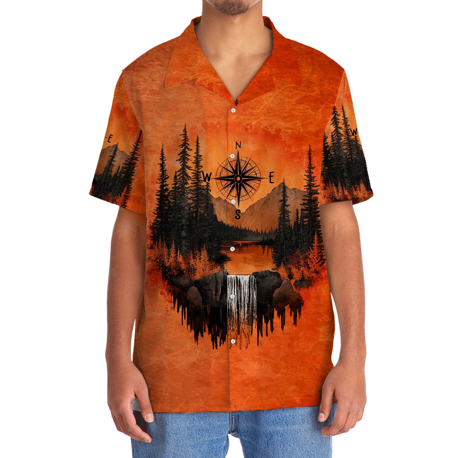Into the Mountains I Go Orange Hawaiian Shirt - 2XL - hawaiian shirt