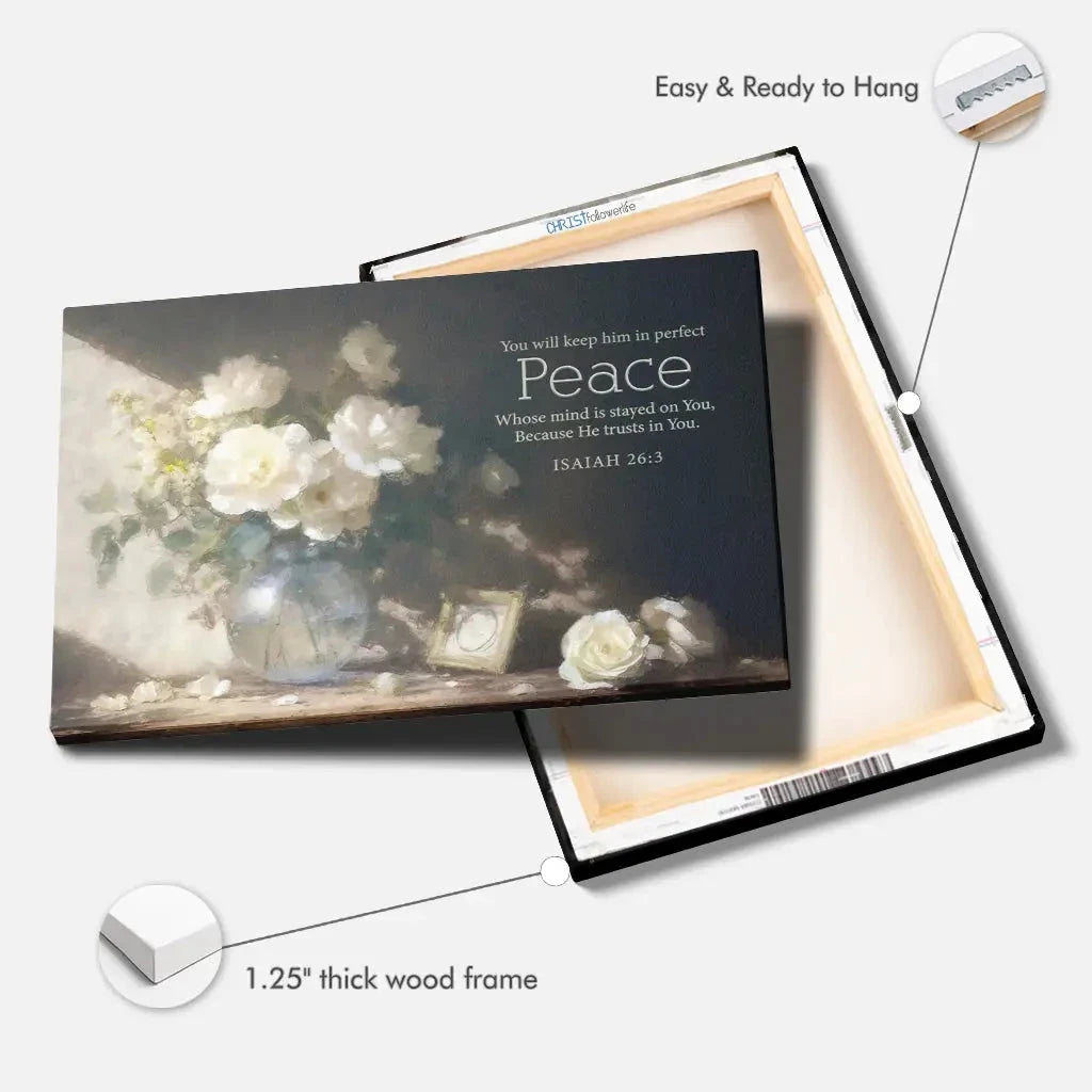 isaiah 26 3 you will keep him in perfect peace wall art canvas (Landscape) (view 4)
