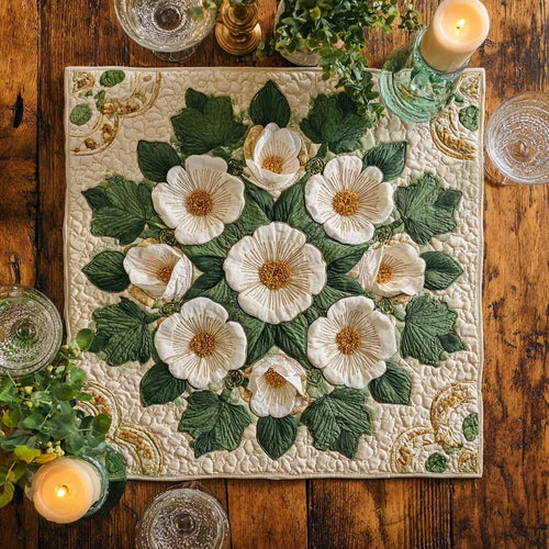 Ivory Blossoms Quilted Table Topper