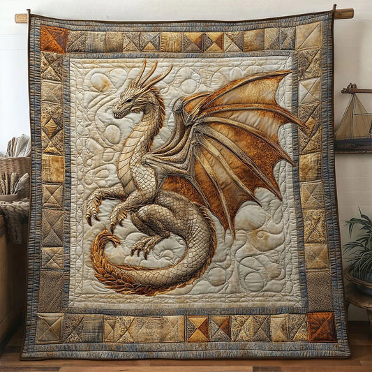 Ivory Dragon Quilt Blanket