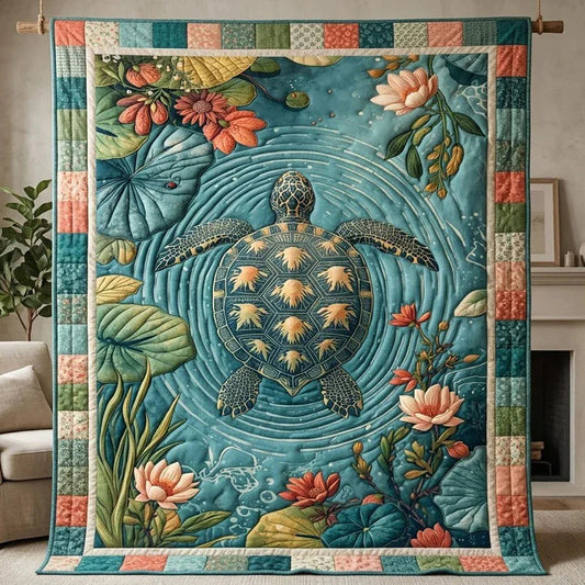 Jade Shell Journey Quilt Blanket - Quilted Blanket by OtterMia