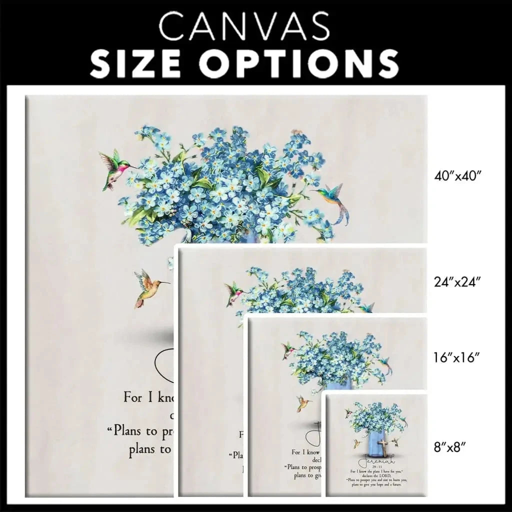jeremiah 29 11 for i know the plans i have for you hummingbird flowers christian wall art canvas (Landscape) (view 5)