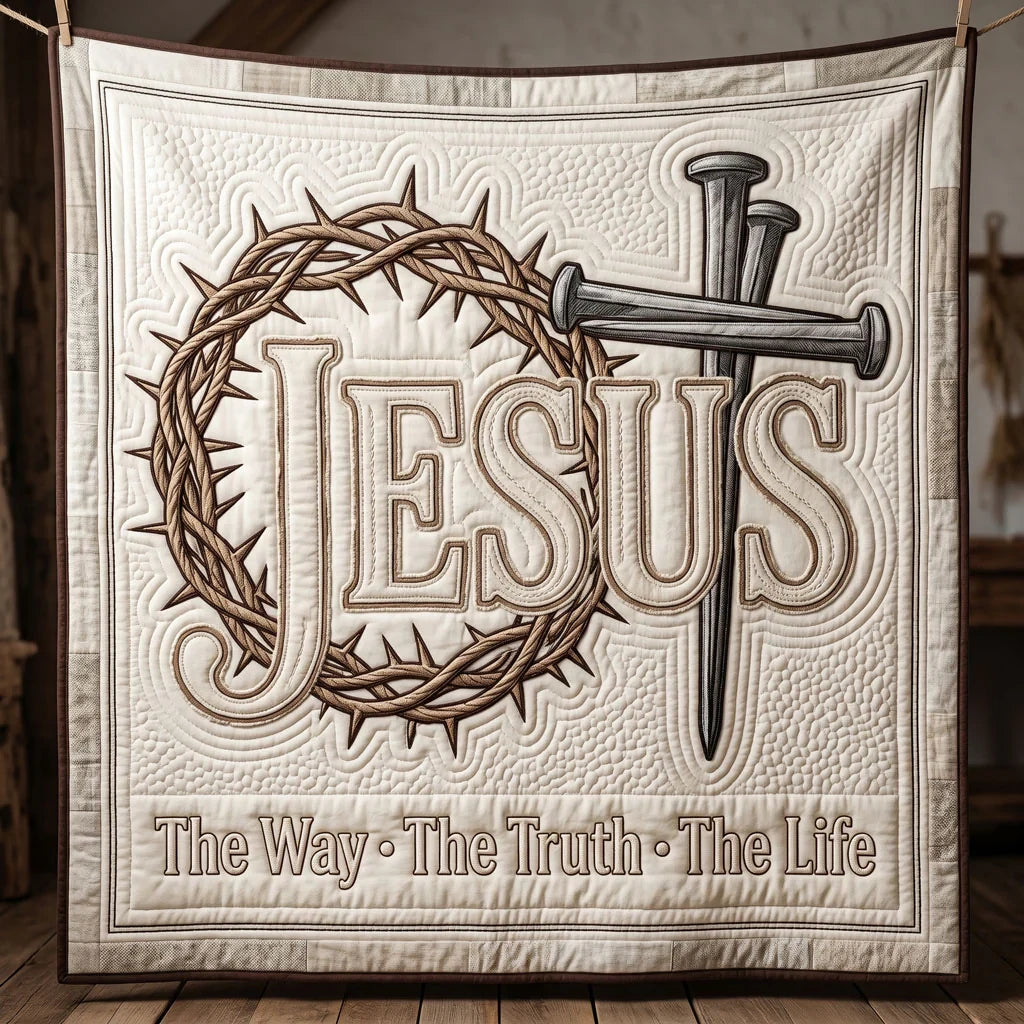 Jesus Crown Of Thorns Faith Quilt Blanket