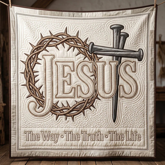 Jesus Crown Of Thorns Faith Quilt Blanket