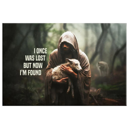 christian wall art canvas i once was lost but now i m found jesus and lost sheep picture (Landscape) (view 8)