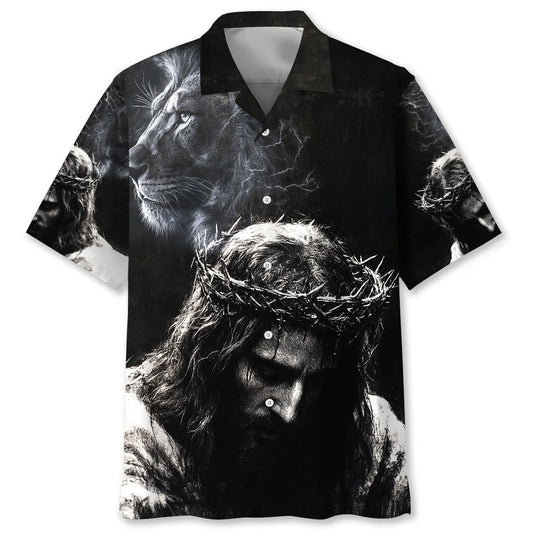 Jesus and Lion Art Hawaiian Shirt - S - hawaiian shirt