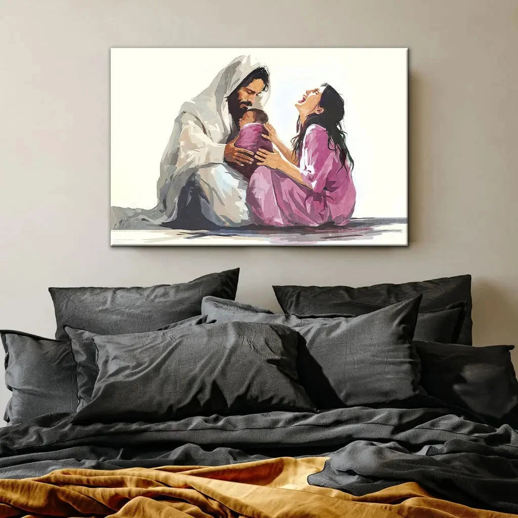 jesus is close to the brokenhearted woman christian wall art canvas (Landscape) (view 7)