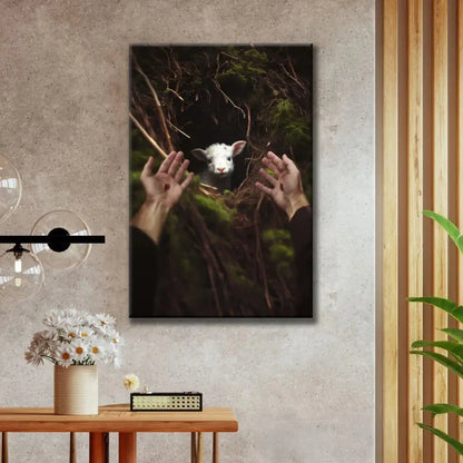jesus hand reaching out to rescue a lamb wall art canvas (view 8)