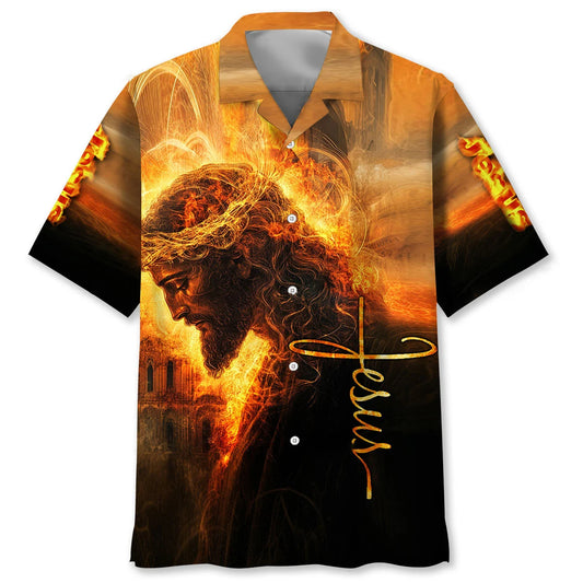 Jesus in the Fire Art Hawaiian Shirt - S - hawaiian shirt