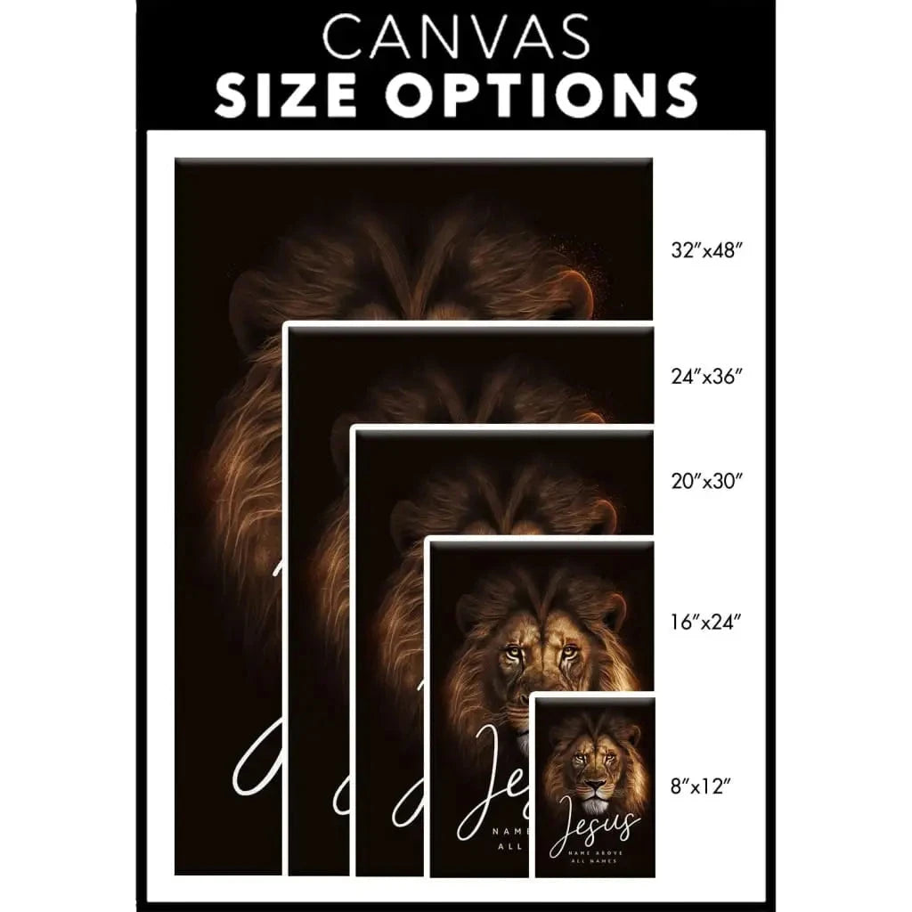 jesus name above all names lion of judah picture wall art canvas (Landscape) (view 7)