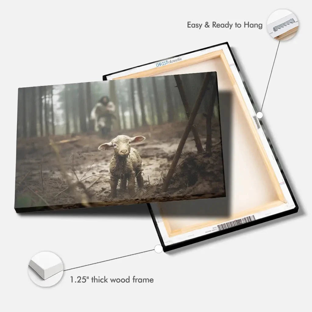 jesus running after a lost lamb jesus and lamb picture wall art canvas (Landscape) (view 6)