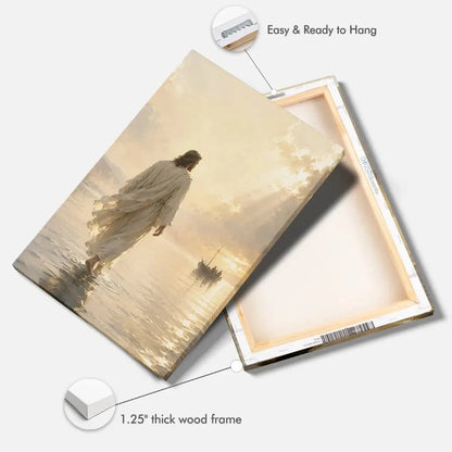 jesus walking on water matthew 14 christian wall art canvas (Landscape) (view 7)