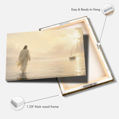 jesus walking on water matthew 14 christian wall art canvas (Landscape) (view 11)