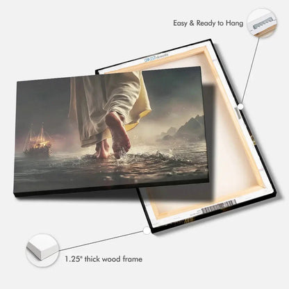 find peace in the storm jesus walking on water christian wall art canvas (Landscape) (view 8)