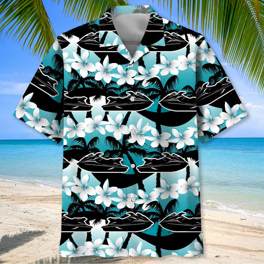 Jet Ski Racing Hibiscus Hawaiian Shirt - S - hawaiian shirt