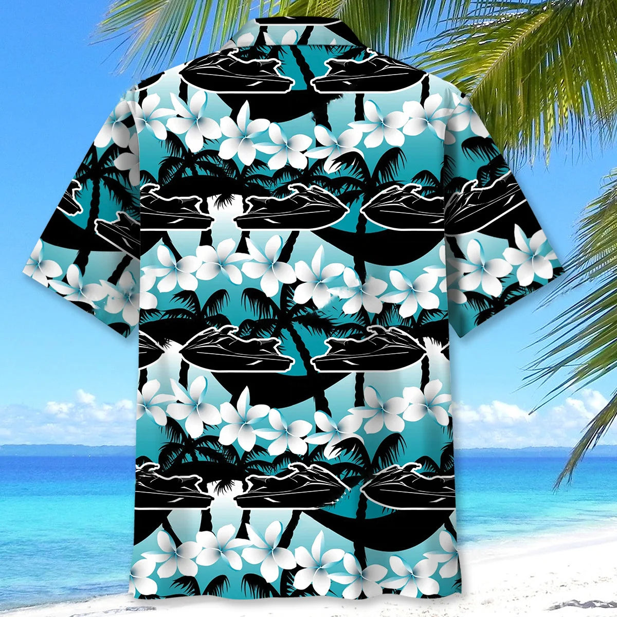 Jet Ski Racing Hibiscus Hawaiian Shirt