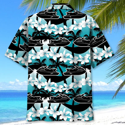 Jet Ski Racing Hibiscus Hawaiian Shirt