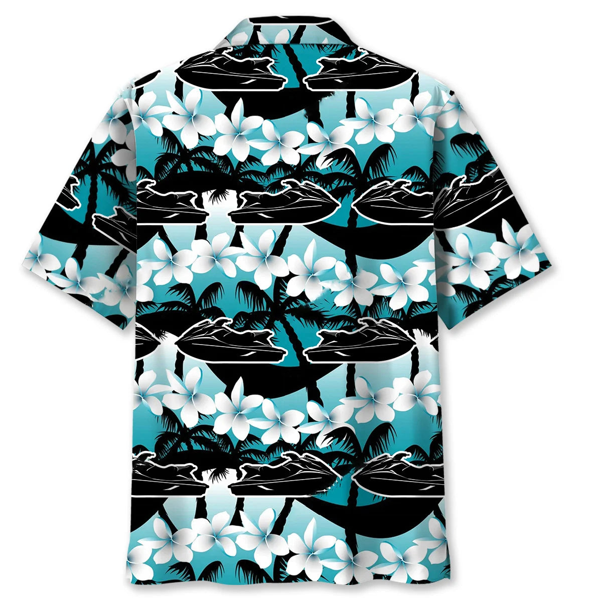Jet Ski Racing Hibiscus Hawaiian Shirt