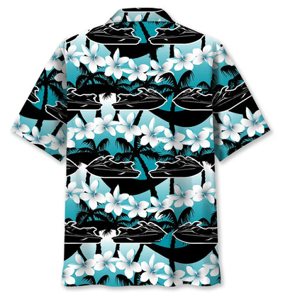 Jet Ski Racing Hibiscus Hawaiian Shirt