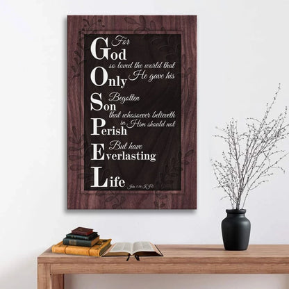 john 3 16 kjv for god so loved the world rustic scripture canvas wall art (view 4)