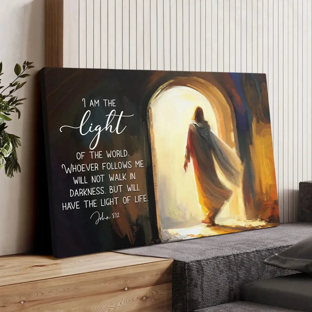 john 8 12 i am the light of the world wall art canvas (Landscape) (view 7)