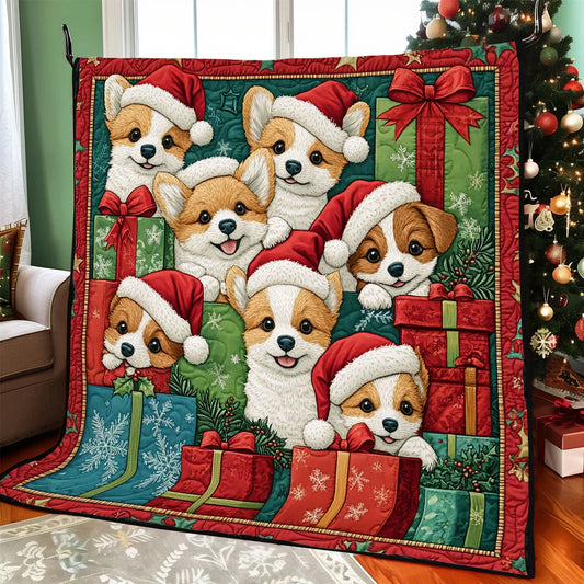 Jolly Corgis Quilt Blanket
