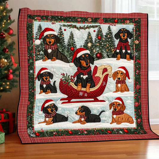 Jolly Dachshund Quilt Blanket