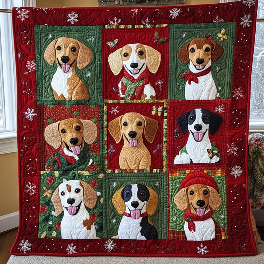 Jolly Dachshunds Quilt Blanket