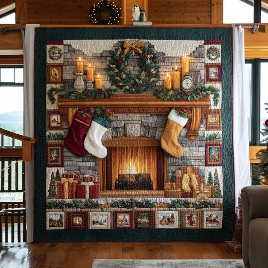 Jolly Fireplace Quilt Blanket