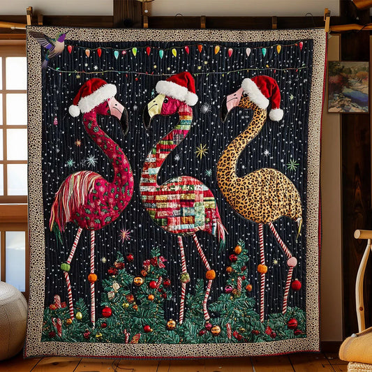 Jolly Flamingo Cheer Quilt Blanket