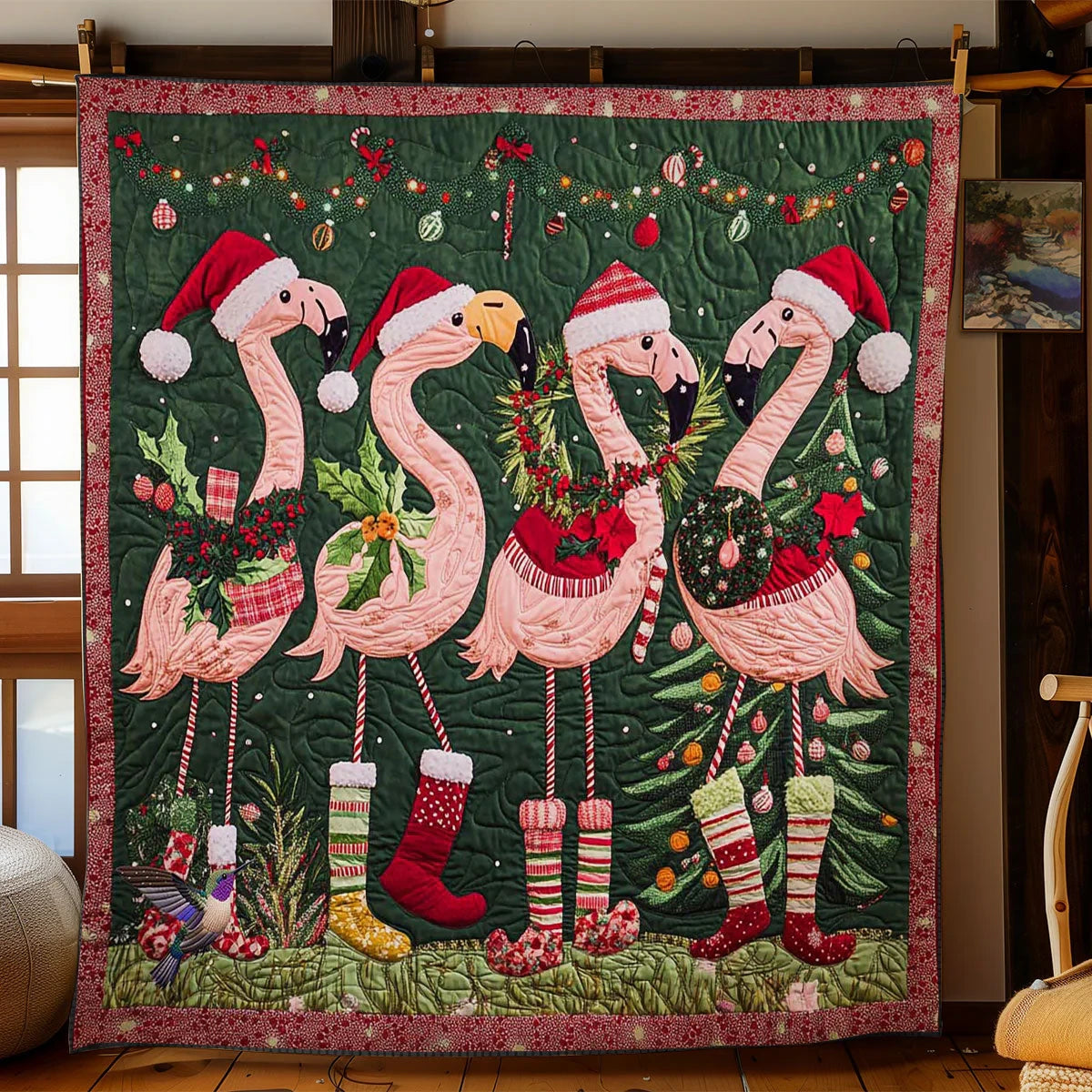 Jolly Flamingos Quilt Blanket