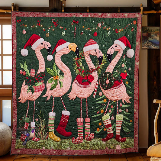 Jolly Flamingos Quilt Blanket