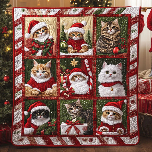 Jolly Mistletoe Kitty Quilt Blanket