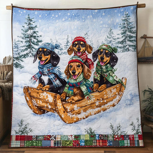 Jolly Ride Dachshund Quilt Blanket